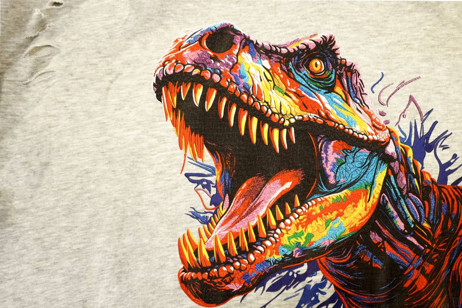 Full-color DTG illustration printed on a white cotton t-shirt
