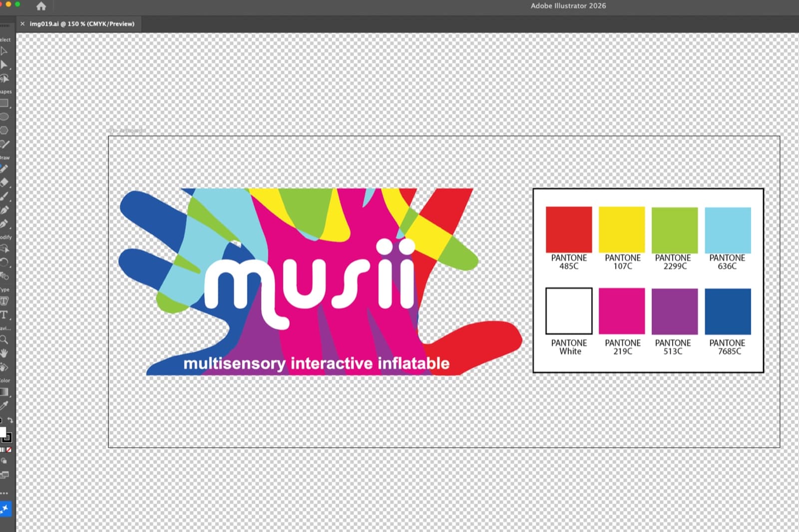 Six-color separated vector artwork prepared for screen printing